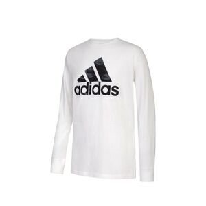 Adidas Boys Long Sleeve White Cotton T-Shirt Size Medium